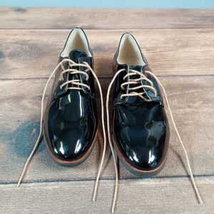 Karl Lagerfeld Paris Iva Black Patent Leather Oxford Dress Shoes Mens 9.5M